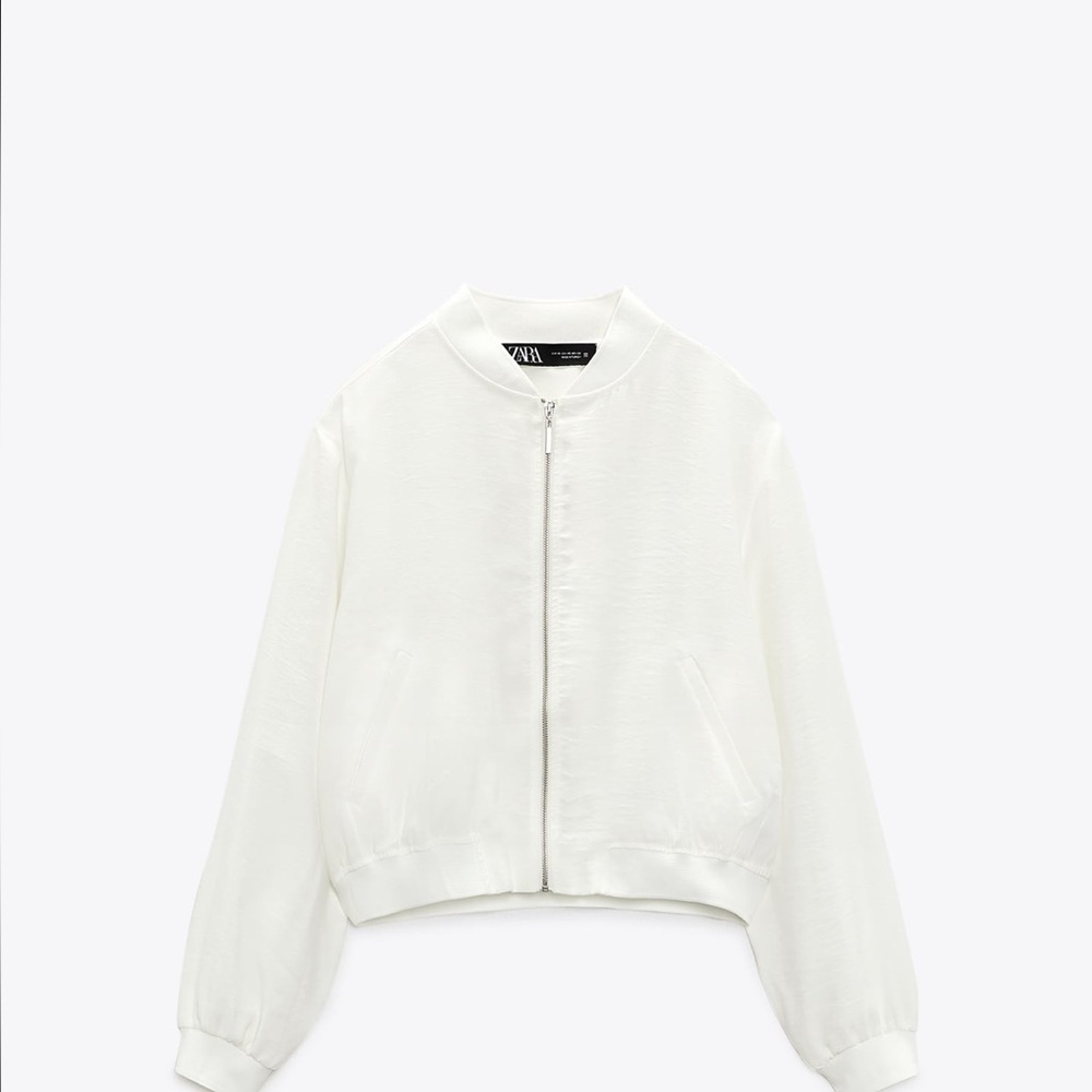 Zara Flowy Bomber Jacker Oyster White 🤍